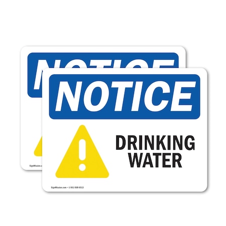 Signmission Drinking Water, 18 in W x Rectangle, Vinyl Decal OS-2PACK-NS-D-1218-L-15507